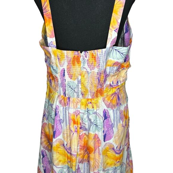Anthropologie X Cecilia Pettersson Floral Tie-Front Midi Dress Sz 14 Cottagecore - Picture 7 of 14